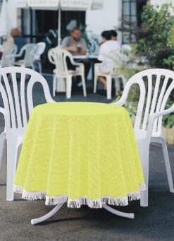 Wind- Und Wetterfeste Gartentischdecke Mit Fransenabschluss -Qualitätshausladen wind und wetterfeste gartentischdecke mit fransenabschluss farbe hellgruen groesse 110