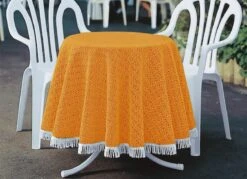Wind- Und Wetterfeste Gartentischdecke Mit Fransenabschluss -Qualitätshausladen wind und wetterfeste gartentischdecke mit fransenabschluss farbe mandarine groesse 150