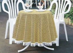 Wind- Und Wetterfeste Gartentischdecke Mit Fransenabschluss -Qualitätshausladen wind und wetterfeste gartentischdecke mit fransenabschluss farbe sand groesse 150